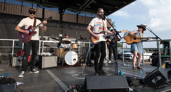 A band playing for the outdoor crowd at the 2025 festival